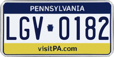 PA license plate LGV0182