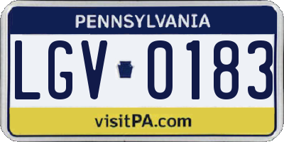 PA license plate LGV0183