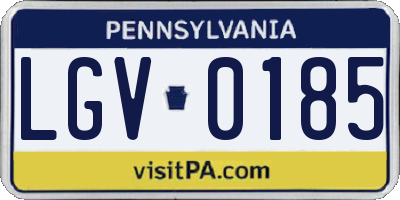 PA license plate LGV0185