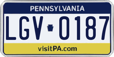 PA license plate LGV0187