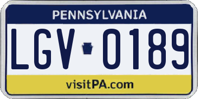 PA license plate LGV0189