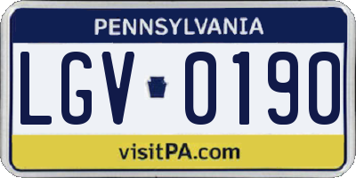 PA license plate LGV0190