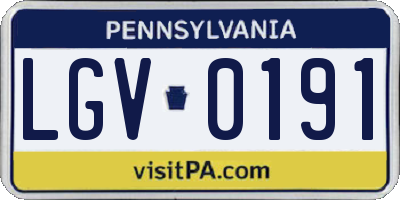 PA license plate LGV0191