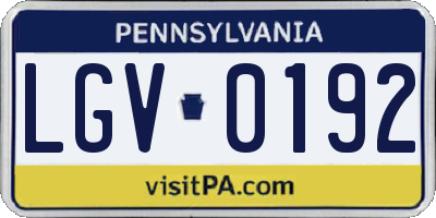 PA license plate LGV0192