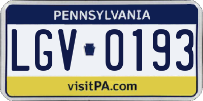 PA license plate LGV0193