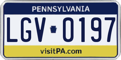 PA license plate LGV0197