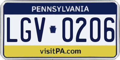PA license plate LGV0206
