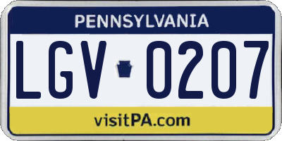 PA license plate LGV0207