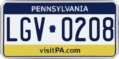 PA license plate LGV0208