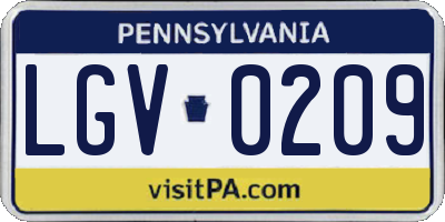 PA license plate LGV0209