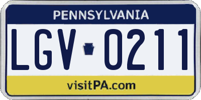 PA license plate LGV0211