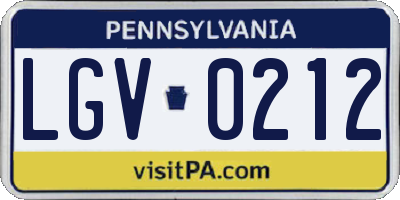 PA license plate LGV0212