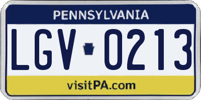 PA license plate LGV0213