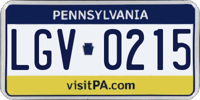 PA license plate LGV0215