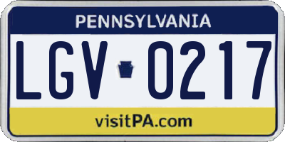PA license plate LGV0217