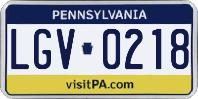 PA license plate LGV0218
