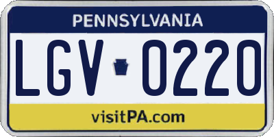 PA license plate LGV0220