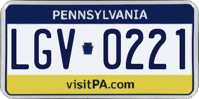 PA license plate LGV0221