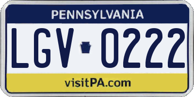 PA license plate LGV0222
