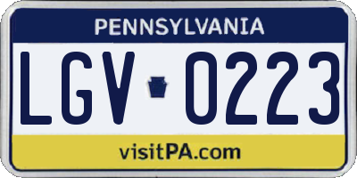 PA license plate LGV0223