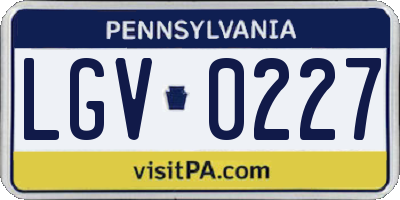 PA license plate LGV0227