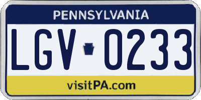 PA license plate LGV0233