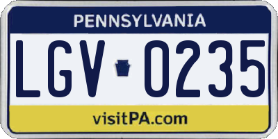 PA license plate LGV0235