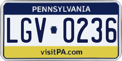 PA license plate LGV0236