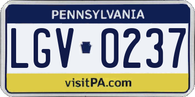 PA license plate LGV0237