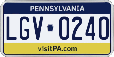 PA license plate LGV0240