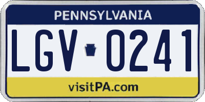 PA license plate LGV0241