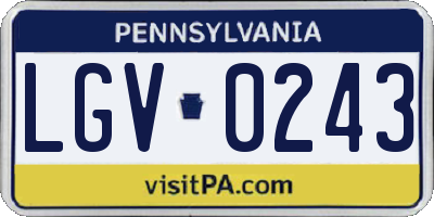 PA license plate LGV0243