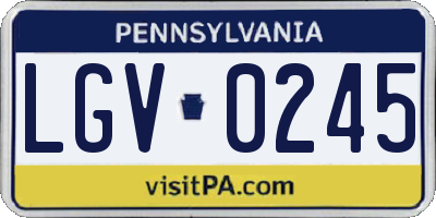 PA license plate LGV0245
