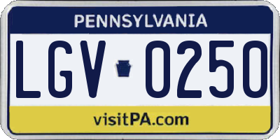 PA license plate LGV0250