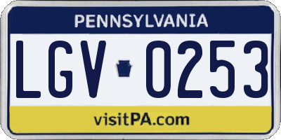 PA license plate LGV0253