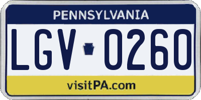 PA license plate LGV0260