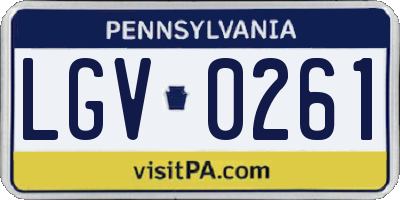 PA license plate LGV0261