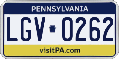 PA license plate LGV0262