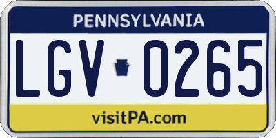 PA license plate LGV0265