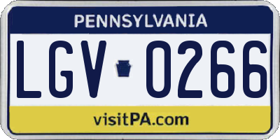 PA license plate LGV0266