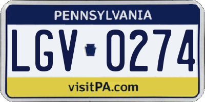 PA license plate LGV0274