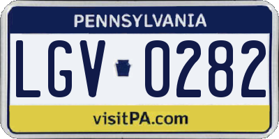 PA license plate LGV0282