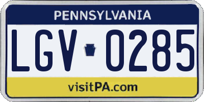 PA license plate LGV0285