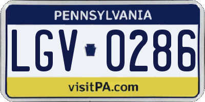 PA license plate LGV0286