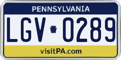 PA license plate LGV0289