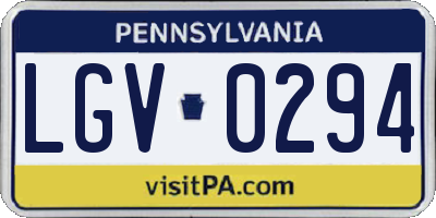 PA license plate LGV0294