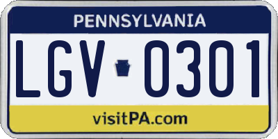 PA license plate LGV0301