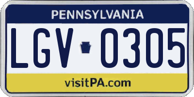 PA license plate LGV0305
