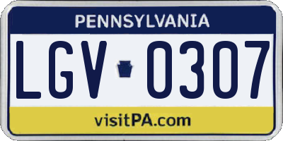 PA license plate LGV0307
