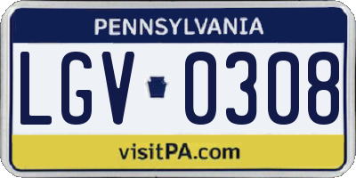 PA license plate LGV0308